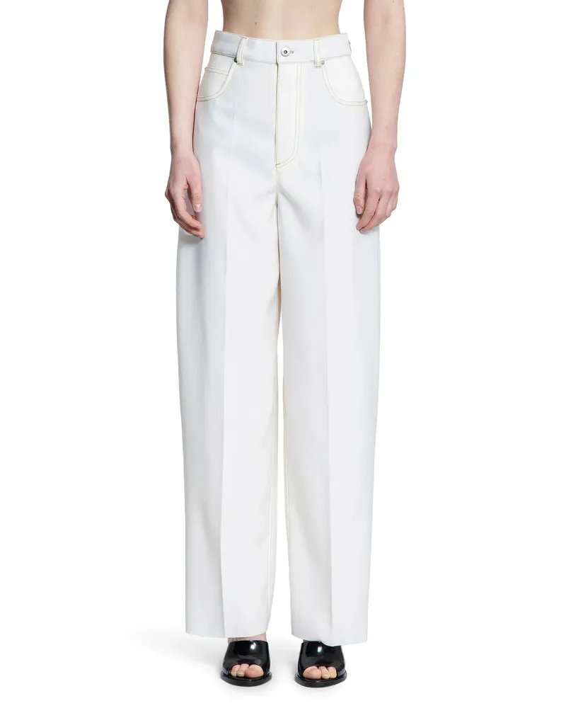 Bottega Veneta Travel Light Wool Trousers Off-white