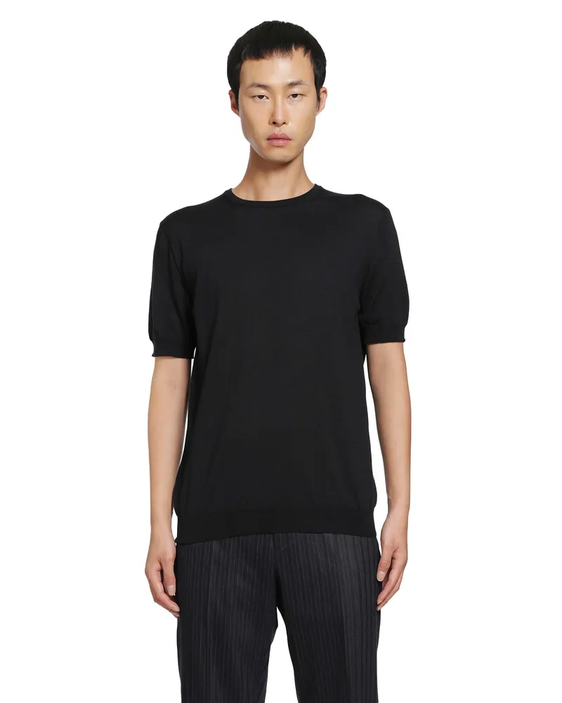 Giorgio Armani Silk Cotton Knit T-Shirt Black