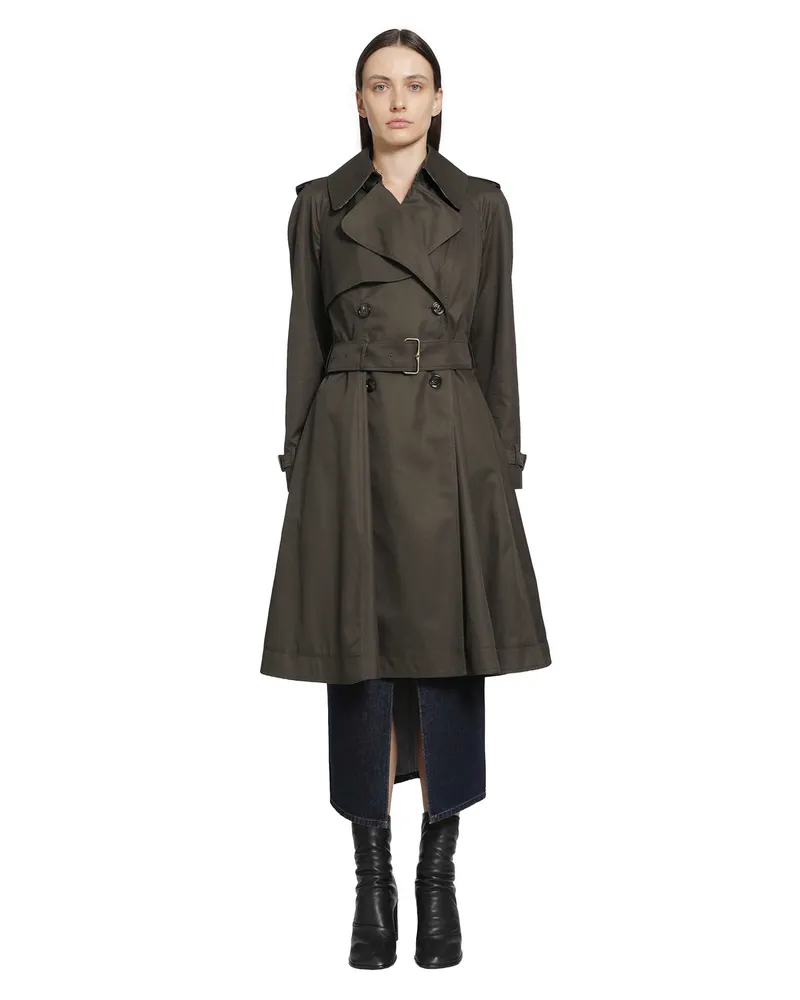 Burberry Long Gabardine Pembury Trench Coat Green