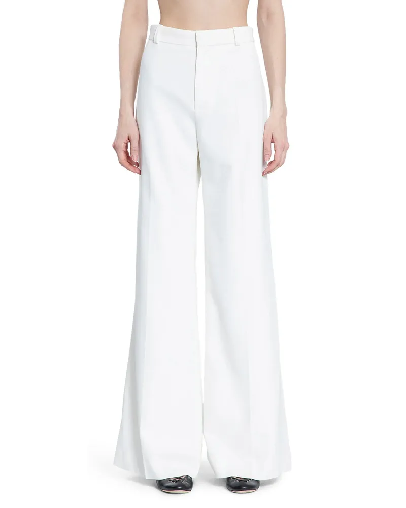Chloé Flared Trousers in Grain De Poudre White