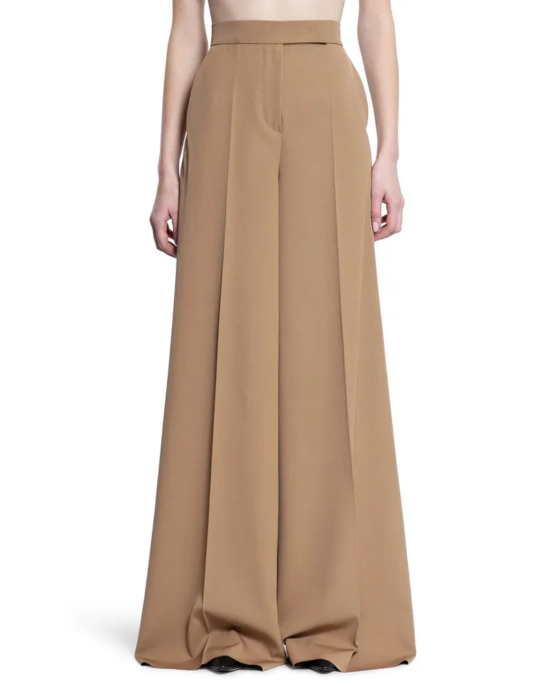 Max Mara Pantaloni di lana gabardine Beige