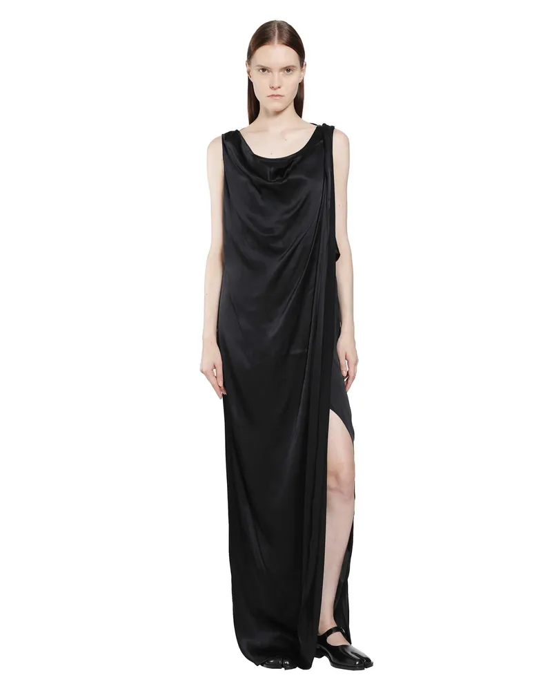 Maison Margiela Satin Draped Maxi Dress Black