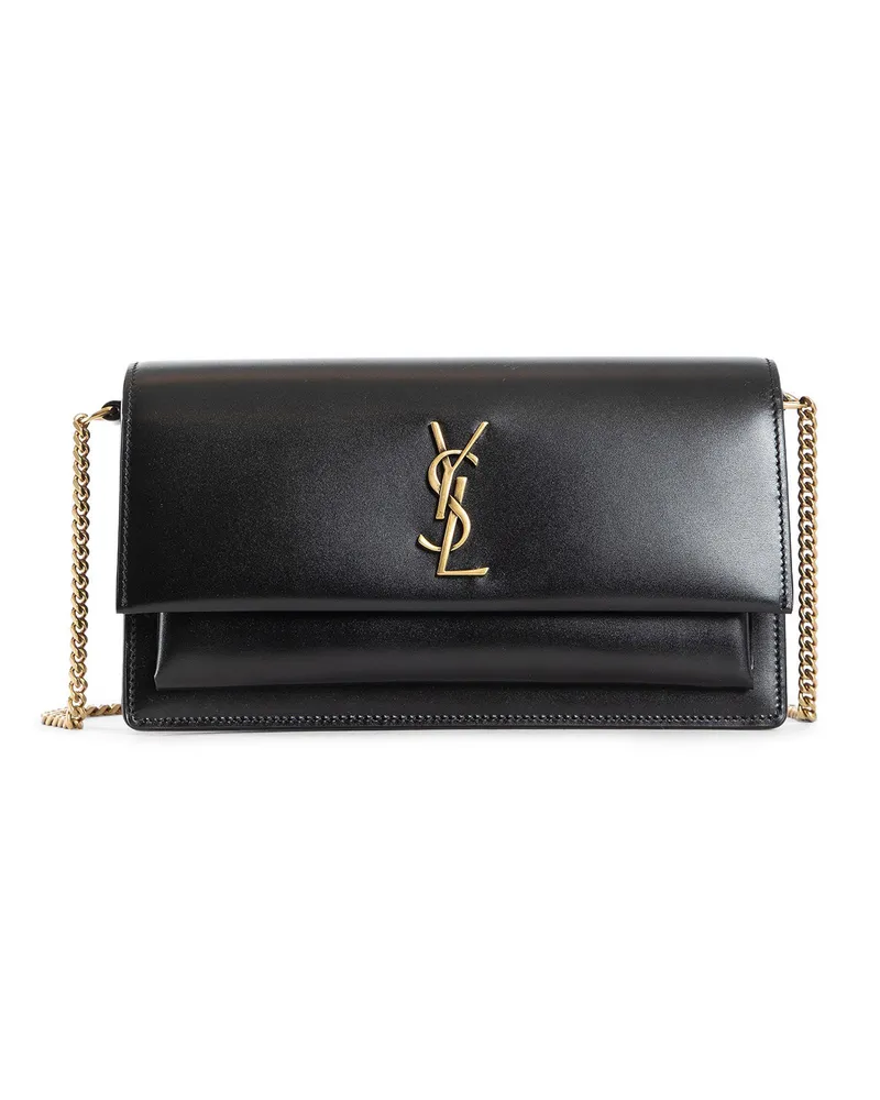 Saint Laurent Sunset Clutch in Box Leather Black