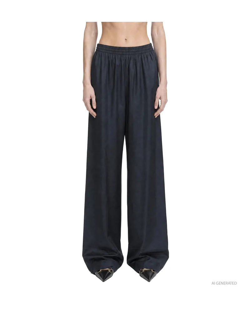 Gucci Web Technical Silk Poplin Pants Blue