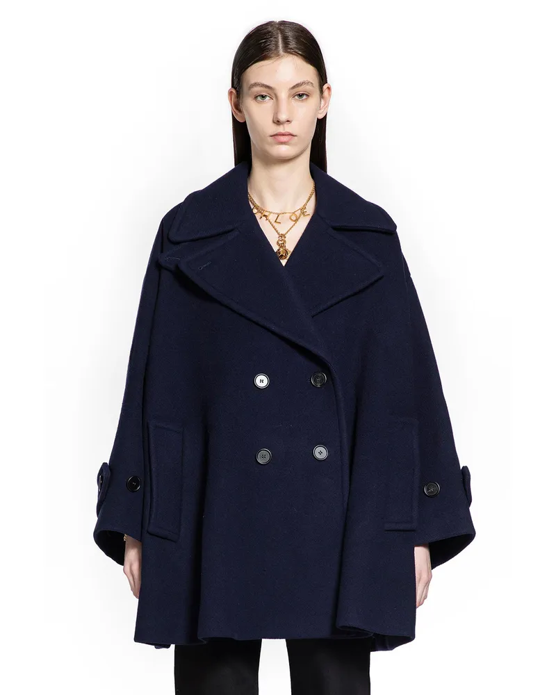 Chloé Oversized Double-Breasted Coat Blue