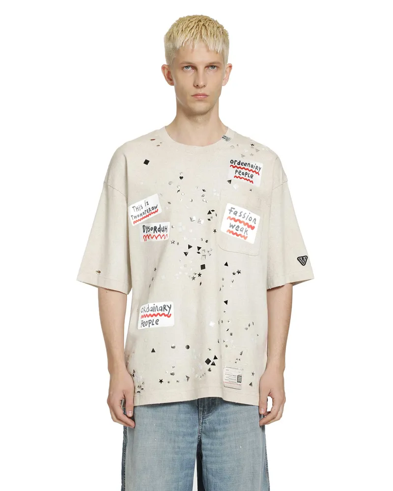 MIHARAYASUHIRO Embellished Sticker T-Shirt Off-white