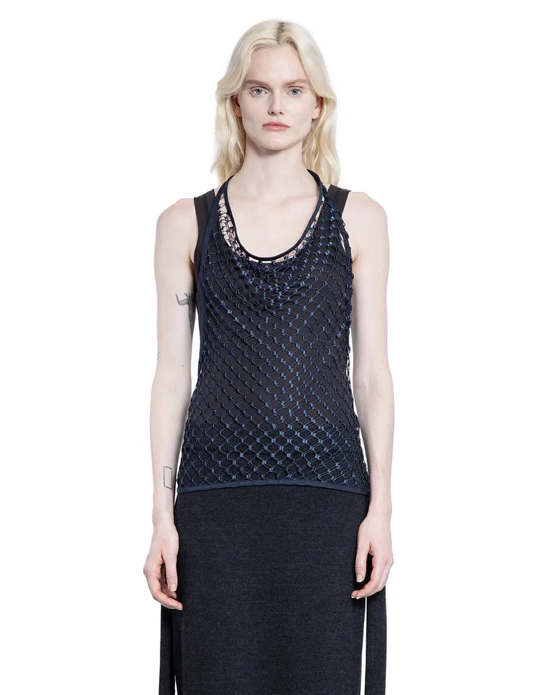 Christophe Lemaire Fishnet Halterneck Top Blue