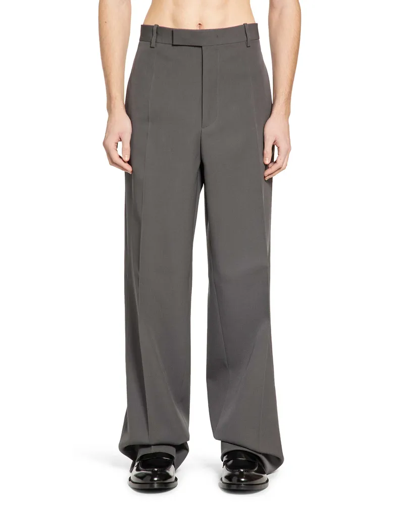 Jil Sander Straight Leg Wool Gabardine Trousers Grey
