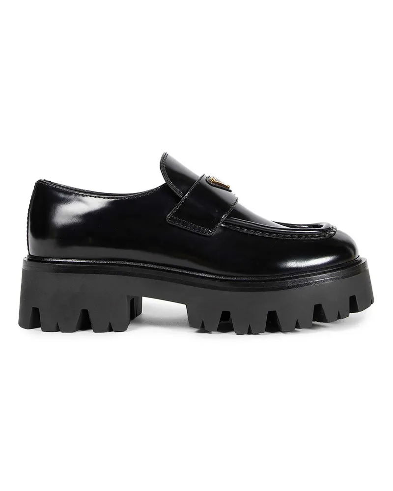 Prada Brushed Leather Platform Loafers Black