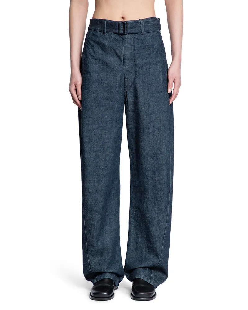 Christophe Lemaire Denim Wide-leg Twisted Belted Pants Blue