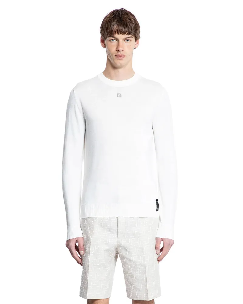 Fendi FF Lightweight Wool Sweater White
