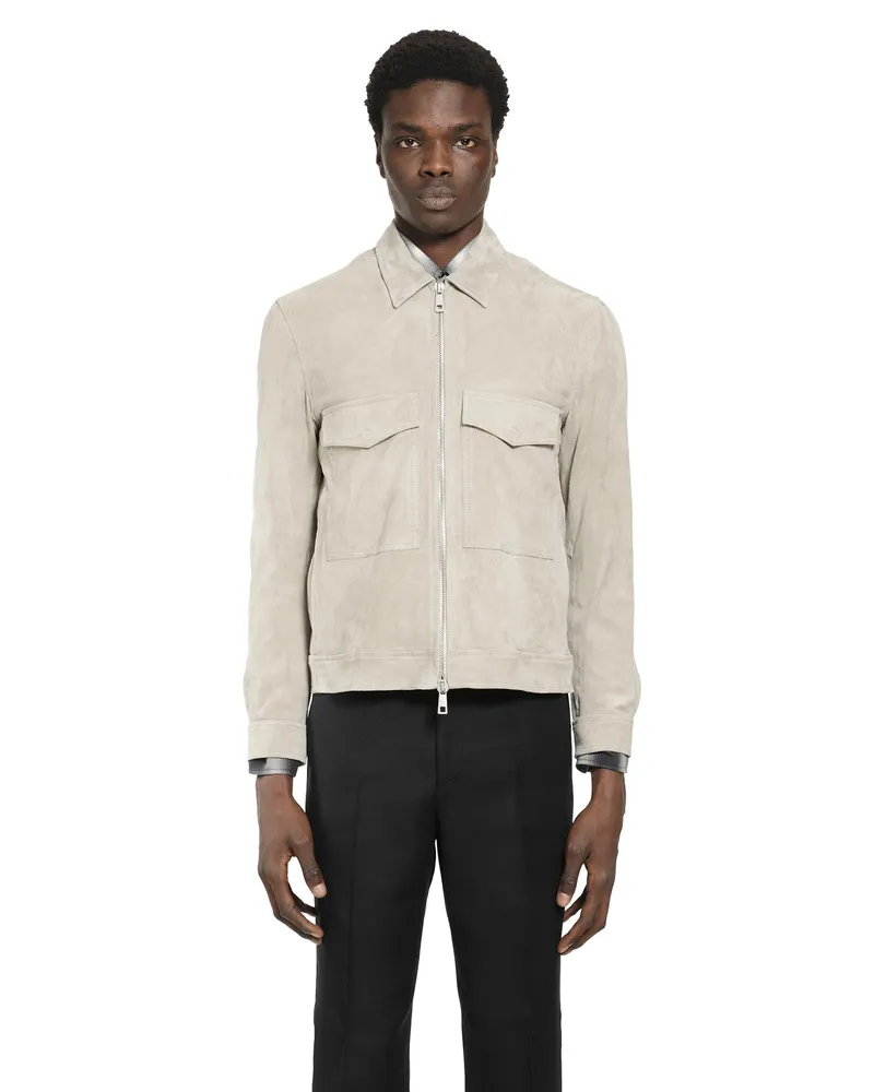 Giorgio Brato Leather Zip-Up Jacket Grey