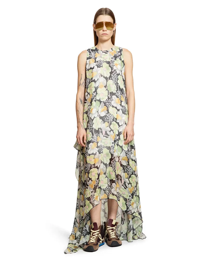 Loewe Vestito asimmetrico in seta Multicolor