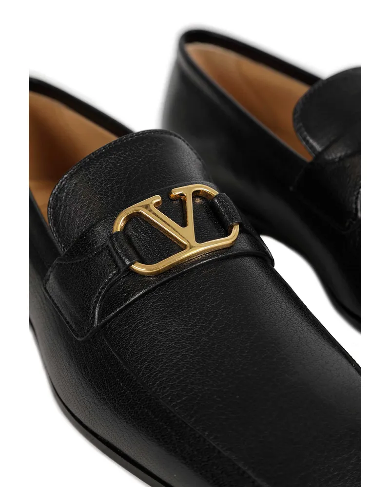 Valentino Garavani Leather Vlogo Loafers Black