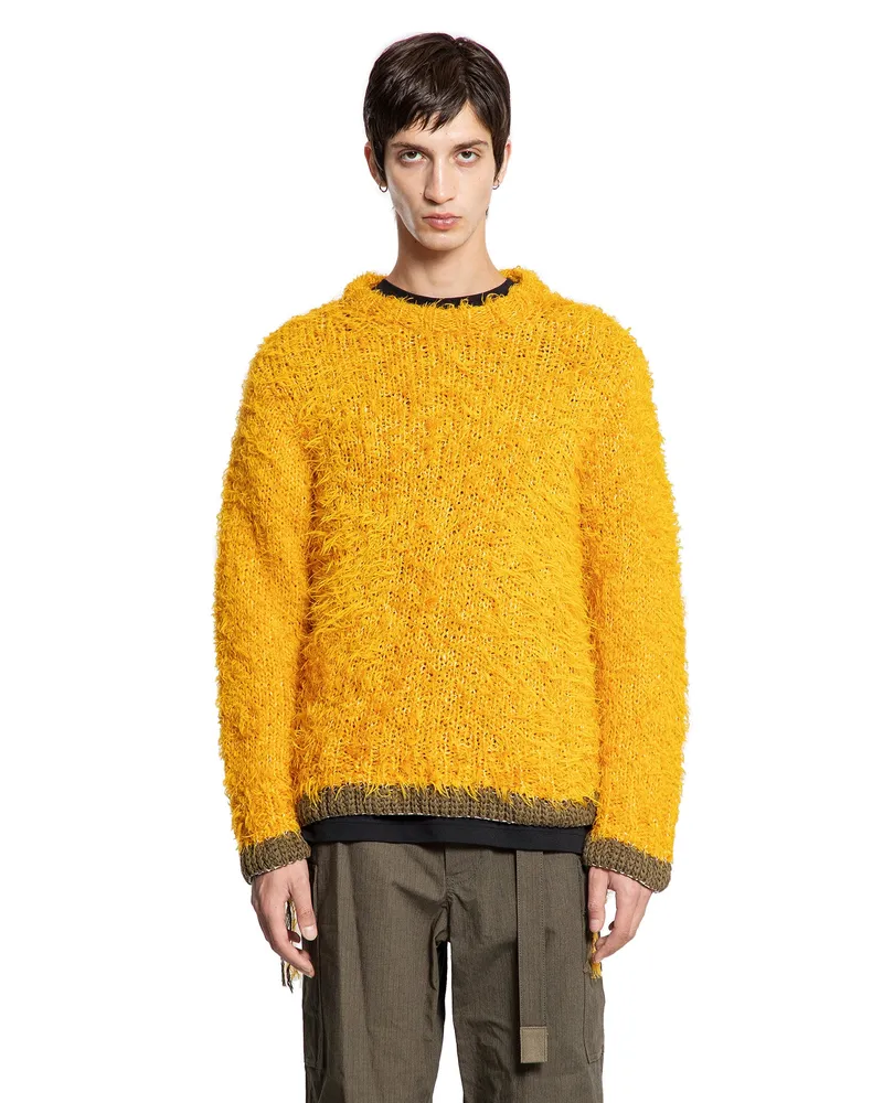 Sacai Furry Knit Sweater Yellow