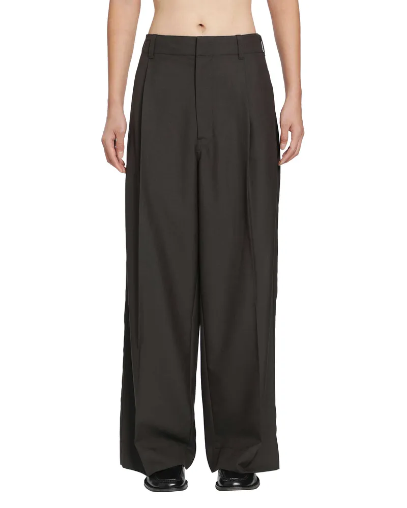 Christophe Lemaire Single Pleat Tailored Trousers Brown