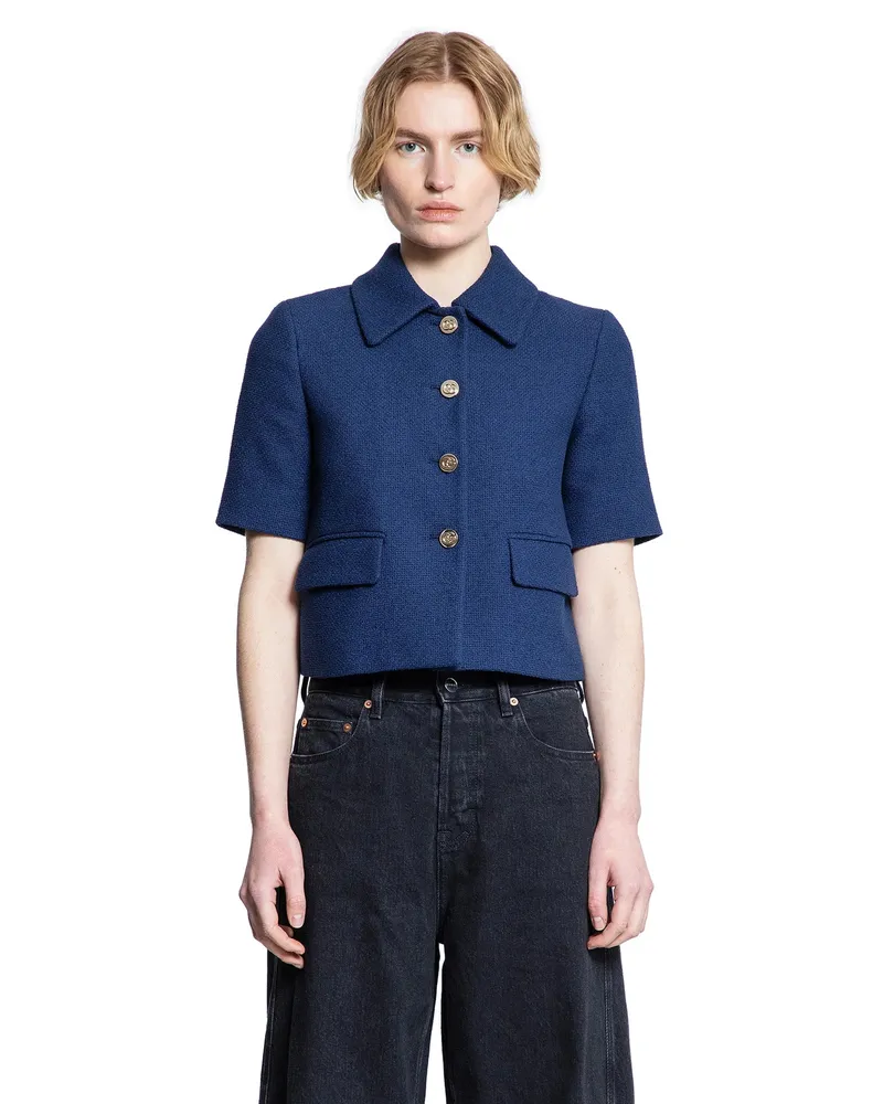 Gucci Cotton Tweed Jacket Blue