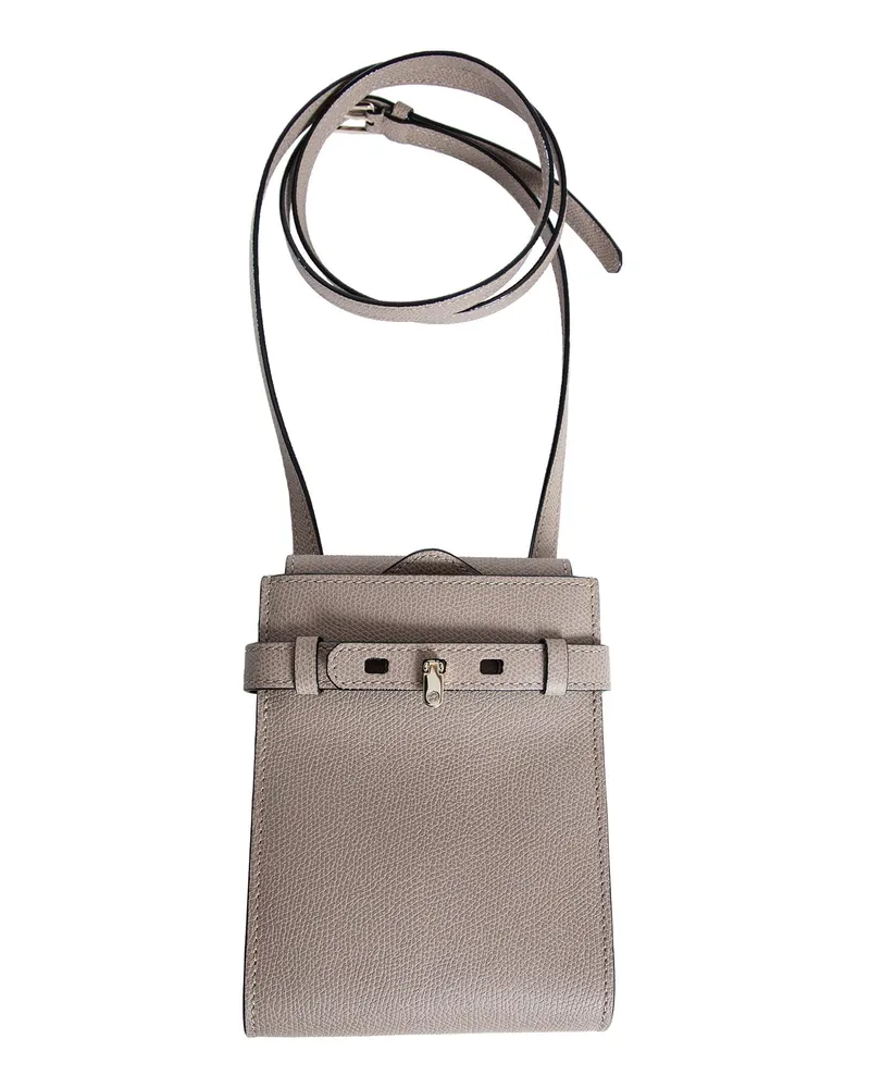 Valextra Brera B-Tracollina slim Crossbody micro bag Beige
