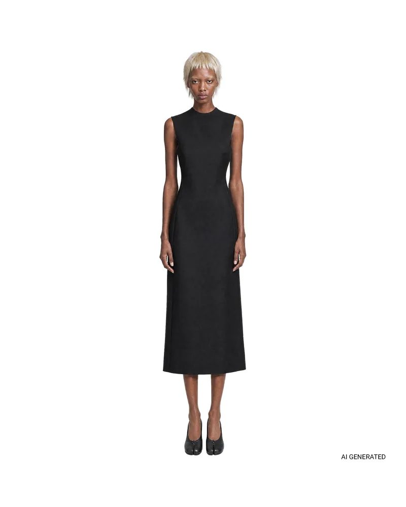 Maison Margiela Wool Midi Dress Black