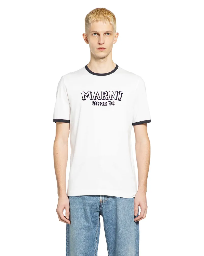 Marni Ringer Logo Cotton T-Shirt White