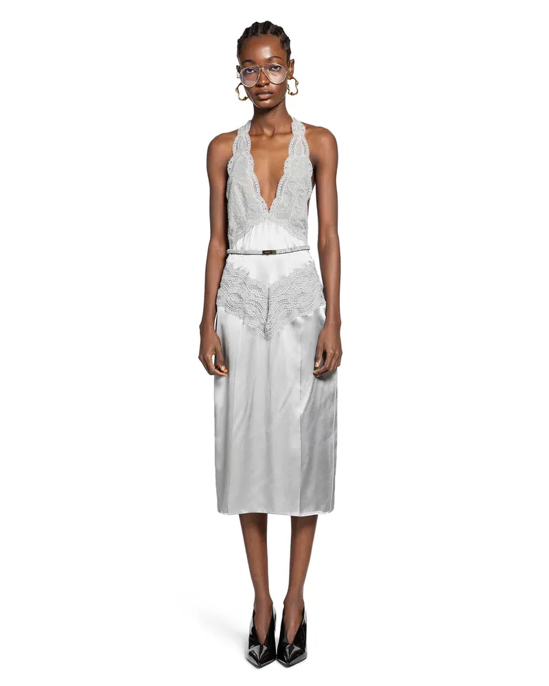 Gucci Silk Satin Dress Grey