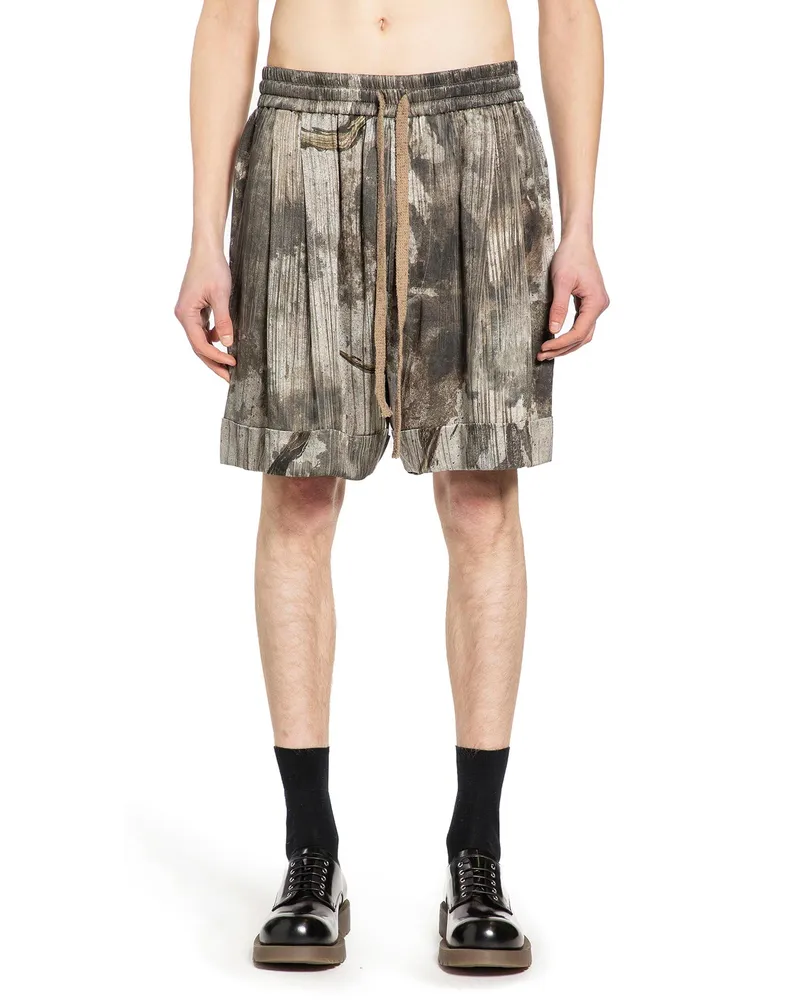 Ziggy Chen Digital Print Drawstring Shorts Green