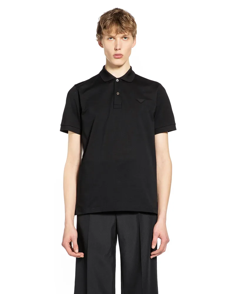 Prada Cotton Piqué Polo Shirt Black