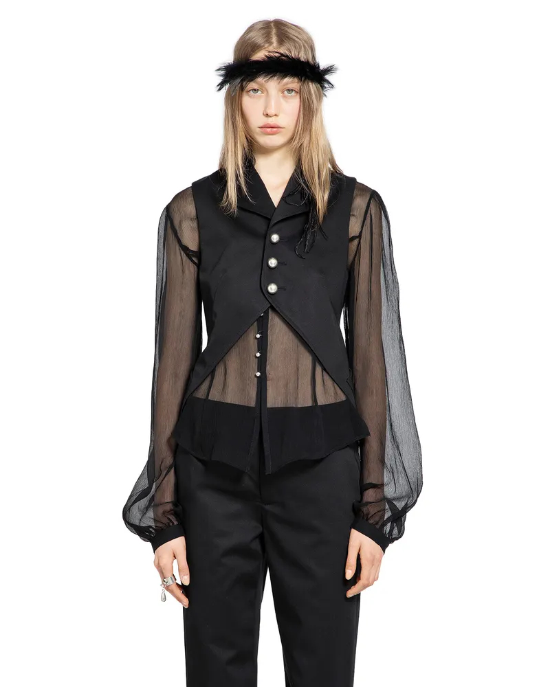 Ann Demeulemeester Lune Open Front Waistcoat Black