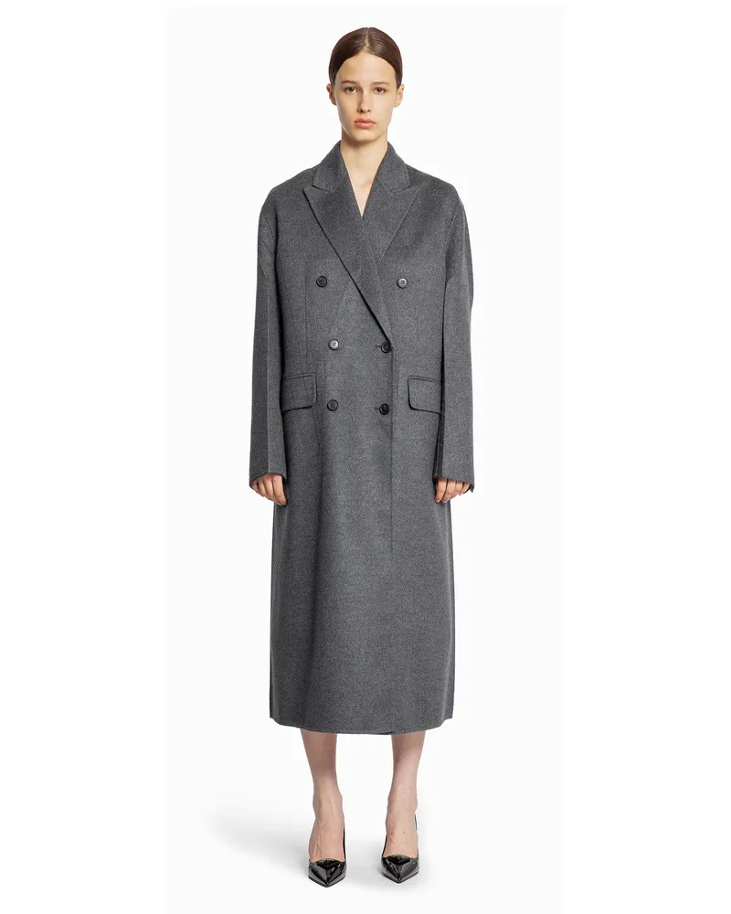 Prada Wool Cashmere Double-Breasted Overcoat Grey