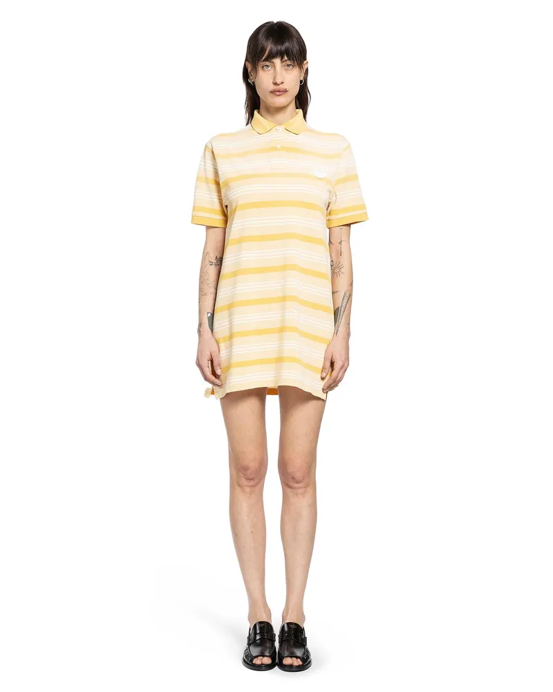 Prada Striped Cotton piqué Polo Mini Dres Yellow