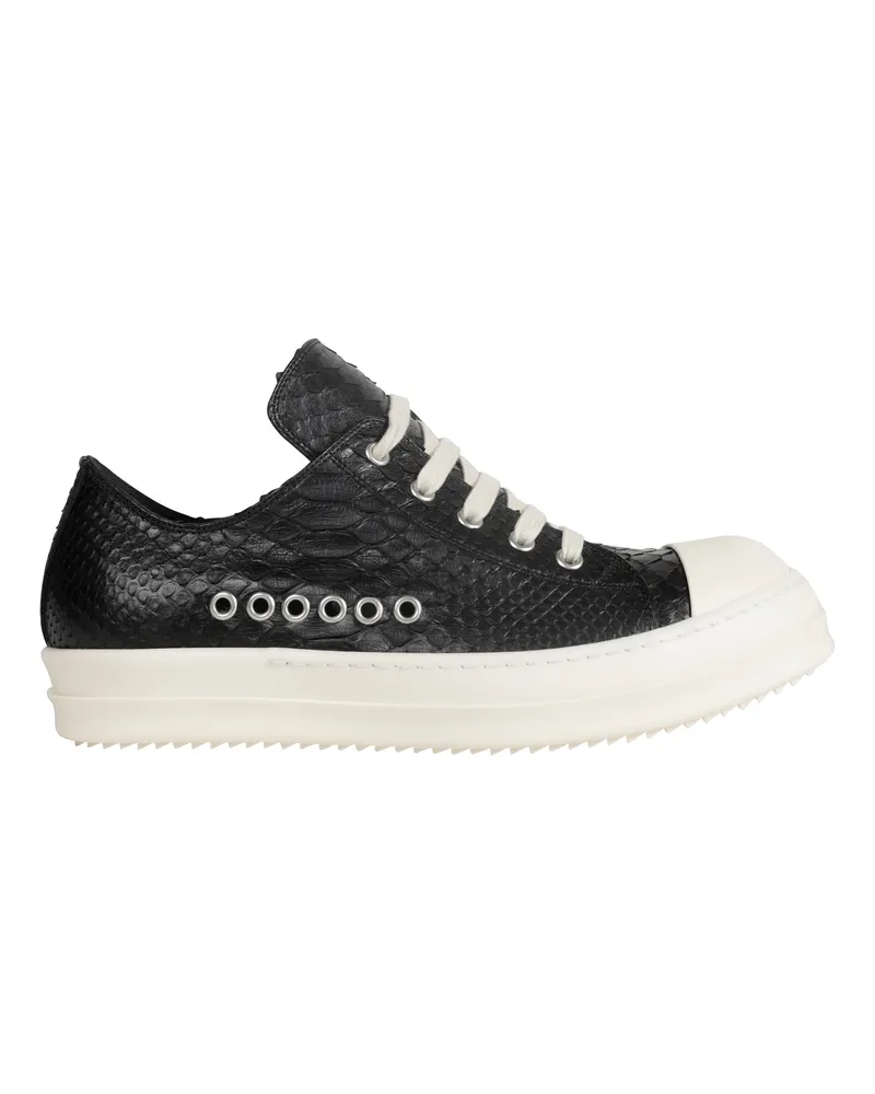 Rick Owens Temple Low Sneaks in Python Leather Black