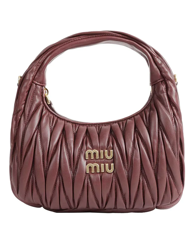 Miu Miu Wander Matelassé Nappa Leather Hobo Bag Red
