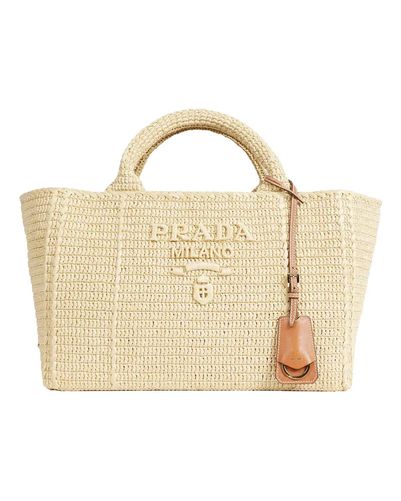 Prada Large Crochet Tote Bag Beige