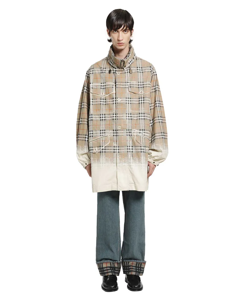 Burberry Gradient Check Cotton Gabardine Parka Beige