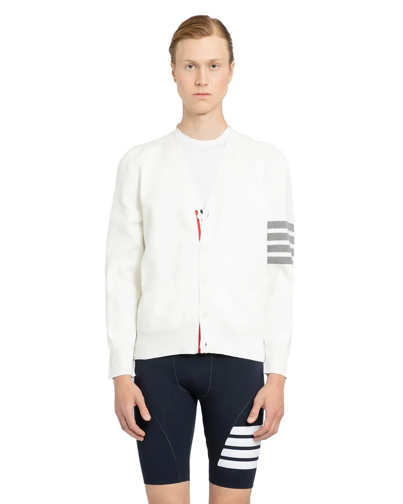 Thom Browne 4-Bar Milano Stitch Cardigan White