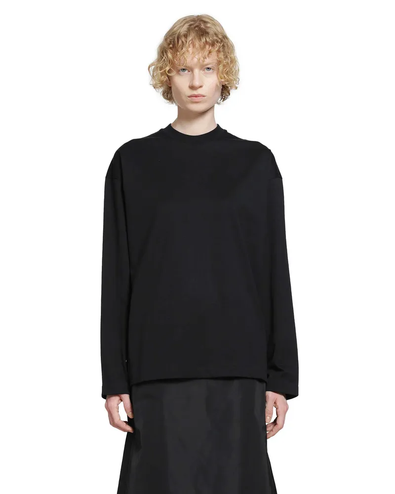 Jil Sander Cotton Crewneck Long Sleeve T-Shirt Black