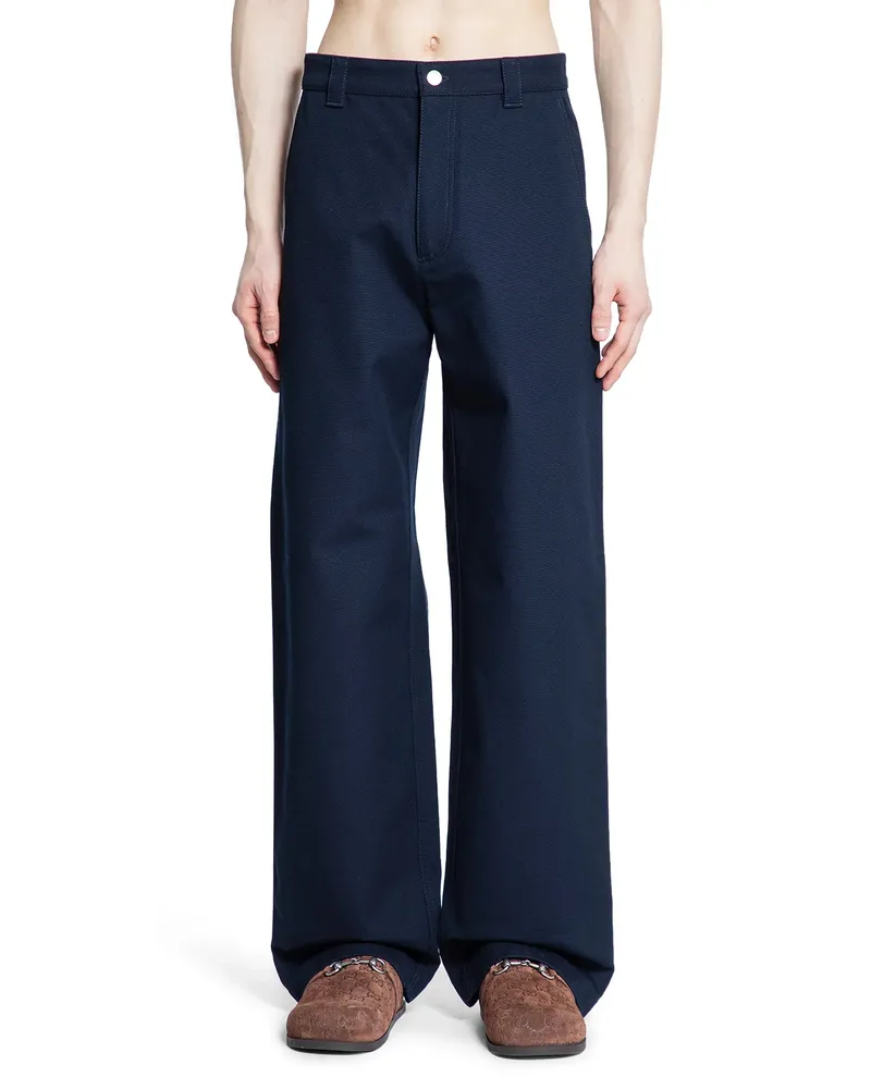 Gucci Heavy Cotton Canvas Workwear Trousers Blue