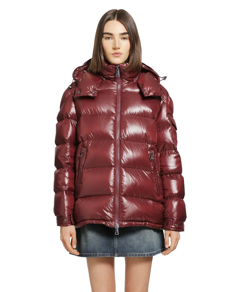 Moncler Maire Hooded Short Down Jacket Red