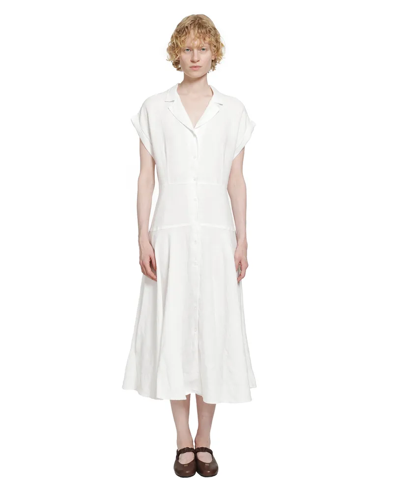 Ralph Lauren Linen Cap Sleeve Shirt Dress White