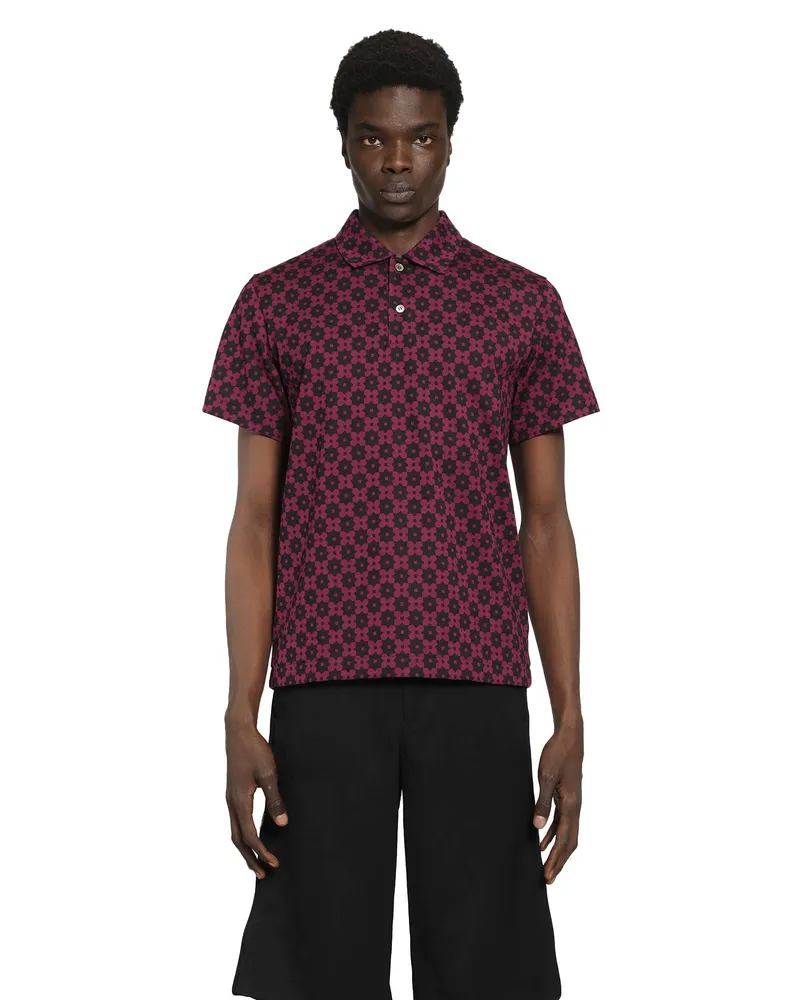 Comme des Garçons Floral Graphic Print Polo Shirt Purple