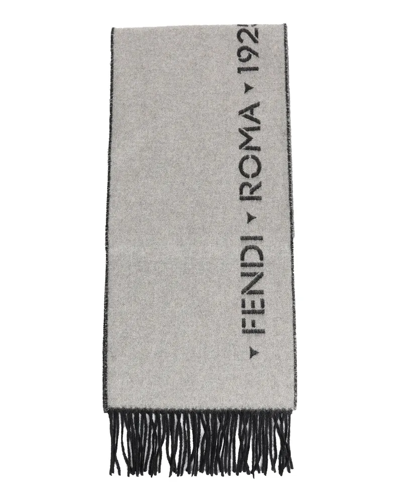 Fendi Stencil 1925 Wool And Cashmere Scarf Grey