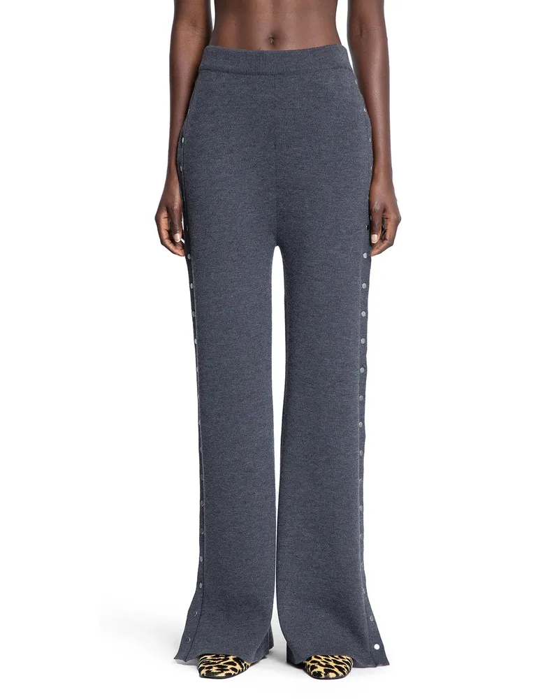 Jil Sander Flared Knit Pants with Studs in Wool Grey