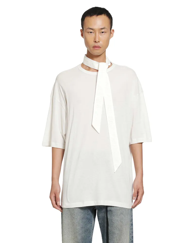 Ann Demeulemeester We Were'' T-Shirt with Detachable Collar White