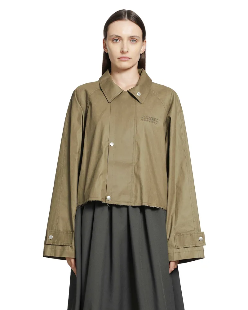 Maison Margiela Cropped Wax Jacket Green