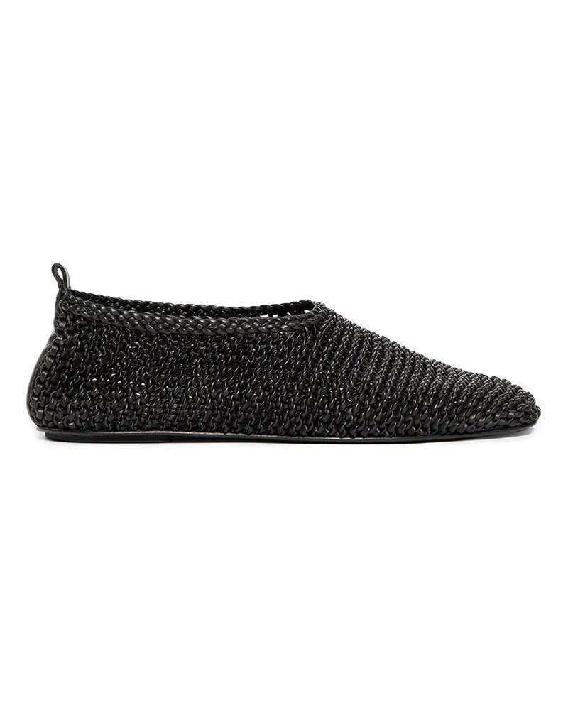 Totême Woven Leather Ballerinas Black