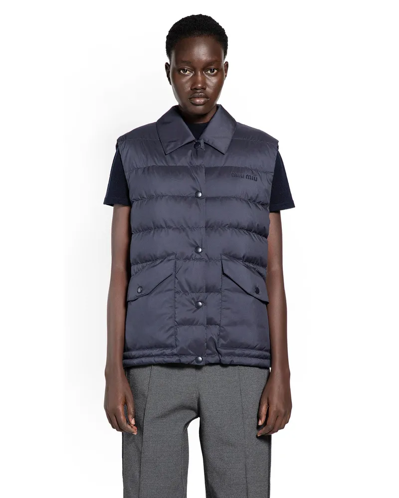 Miu Miu Technical Pongé Down Vest Blue