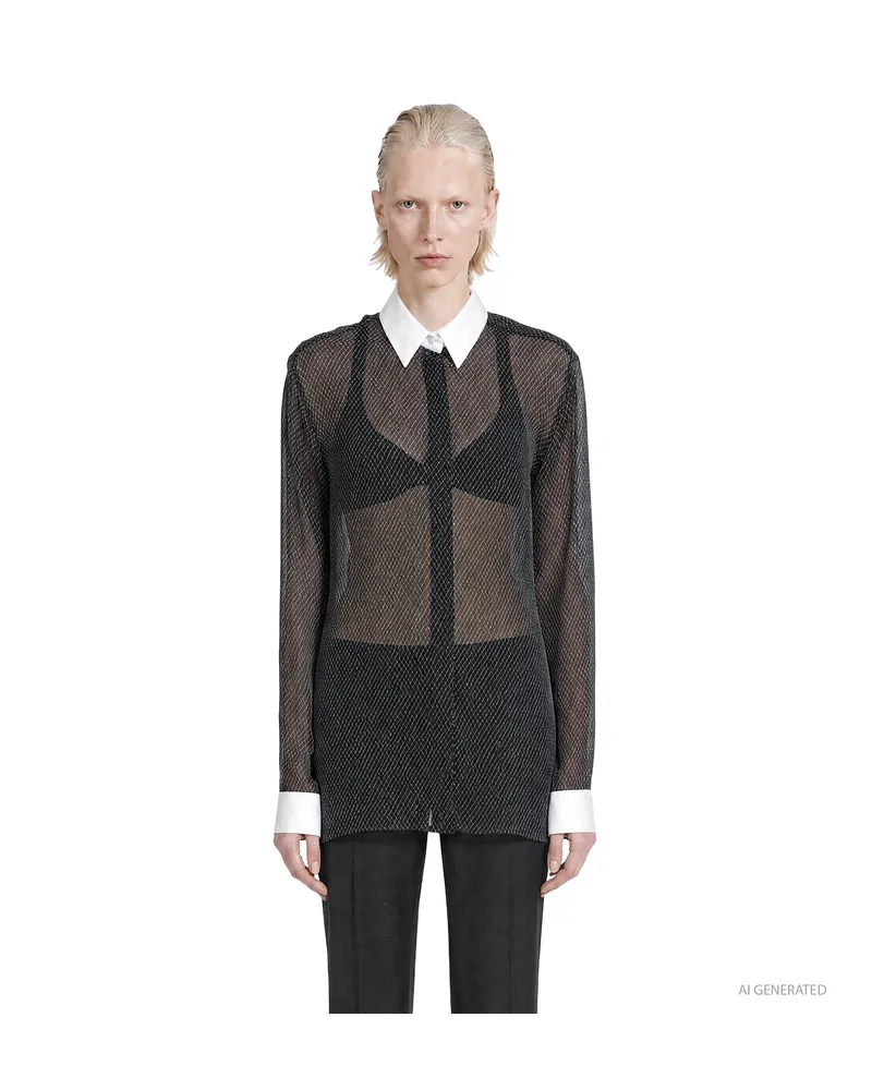 Tom Ford Printed Losange Silk Chiffon Skirt Black&white