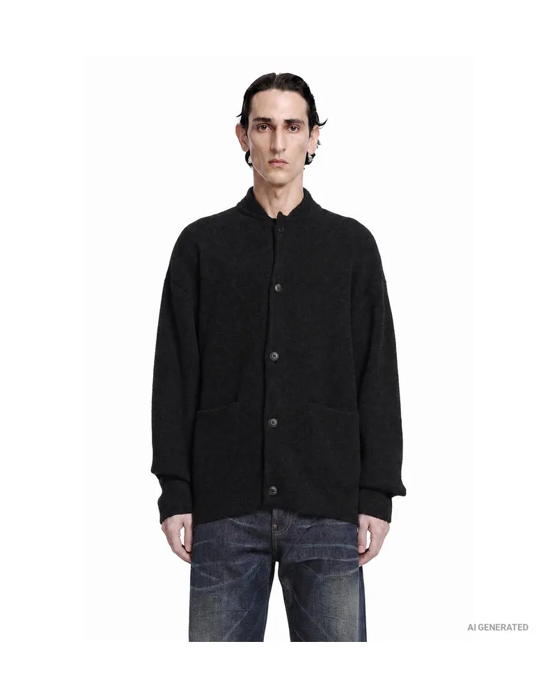 Giorgio Armani Silk Alpaca Cashmere Cardigan Black