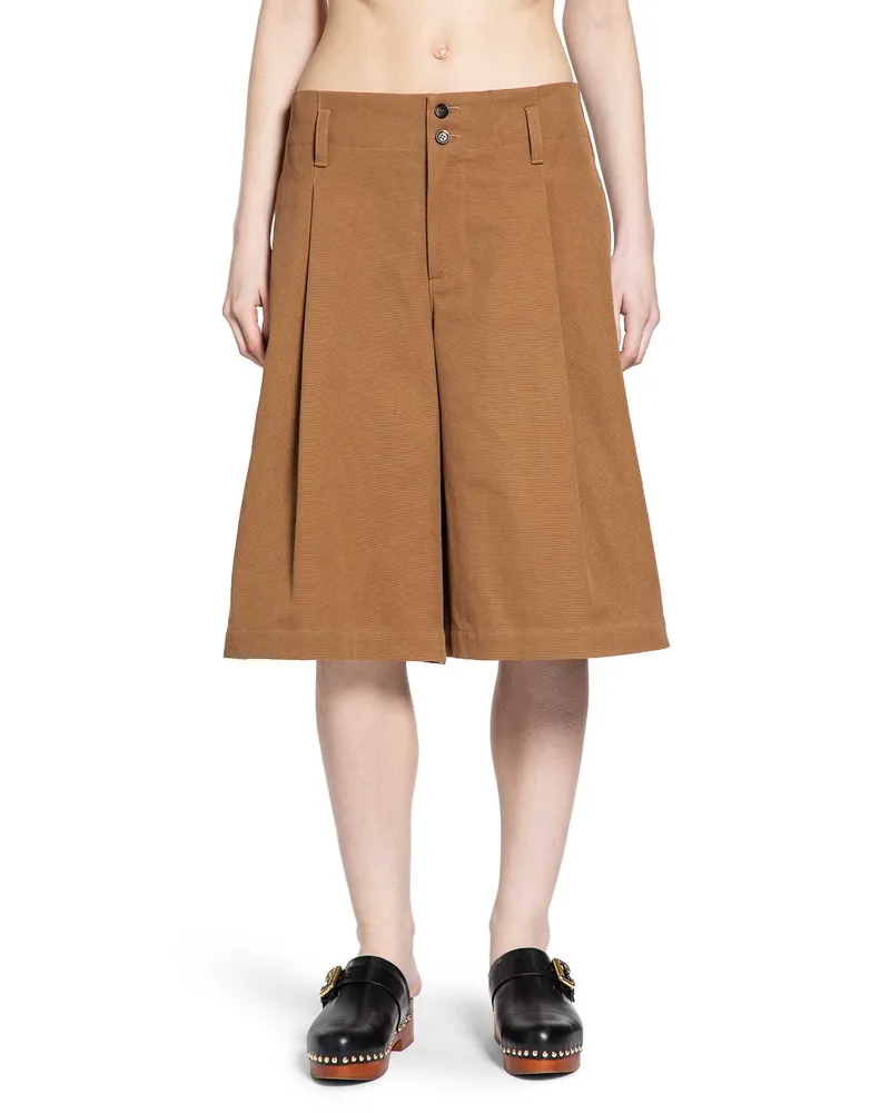 Chloé High-Rise Wide Leg Bermuda Shorts Brown