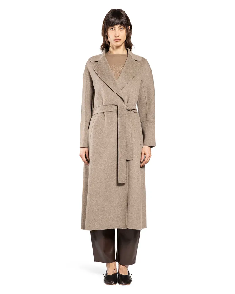 Max Mara Wool Wrap Coat Beige